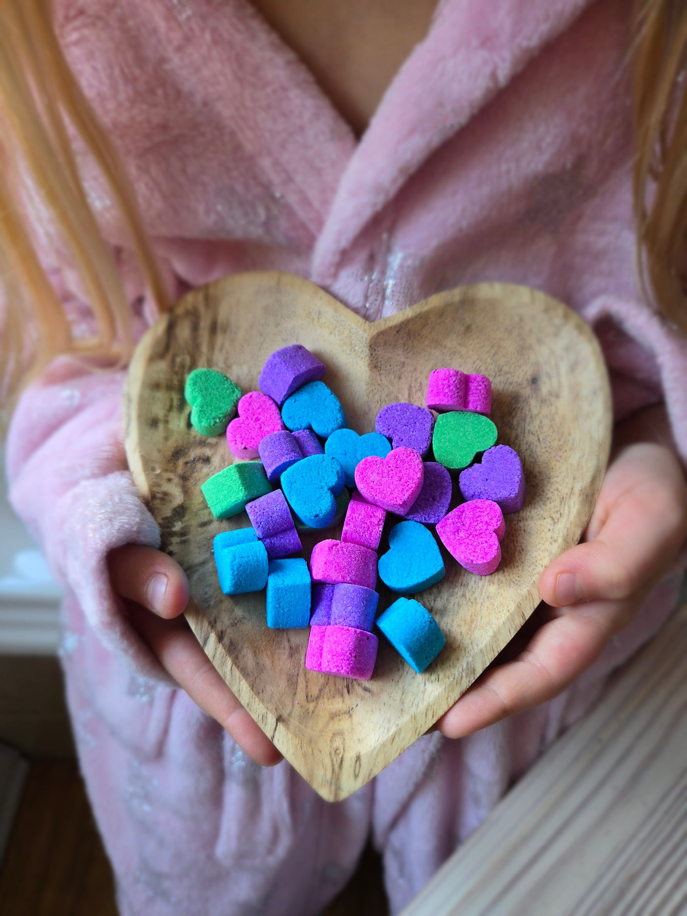 Minis coeurs, minis bombes de bain (parfum melons sucrés)