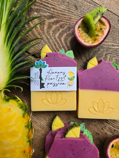 Savon ananas, kiwi, fruit de la passion