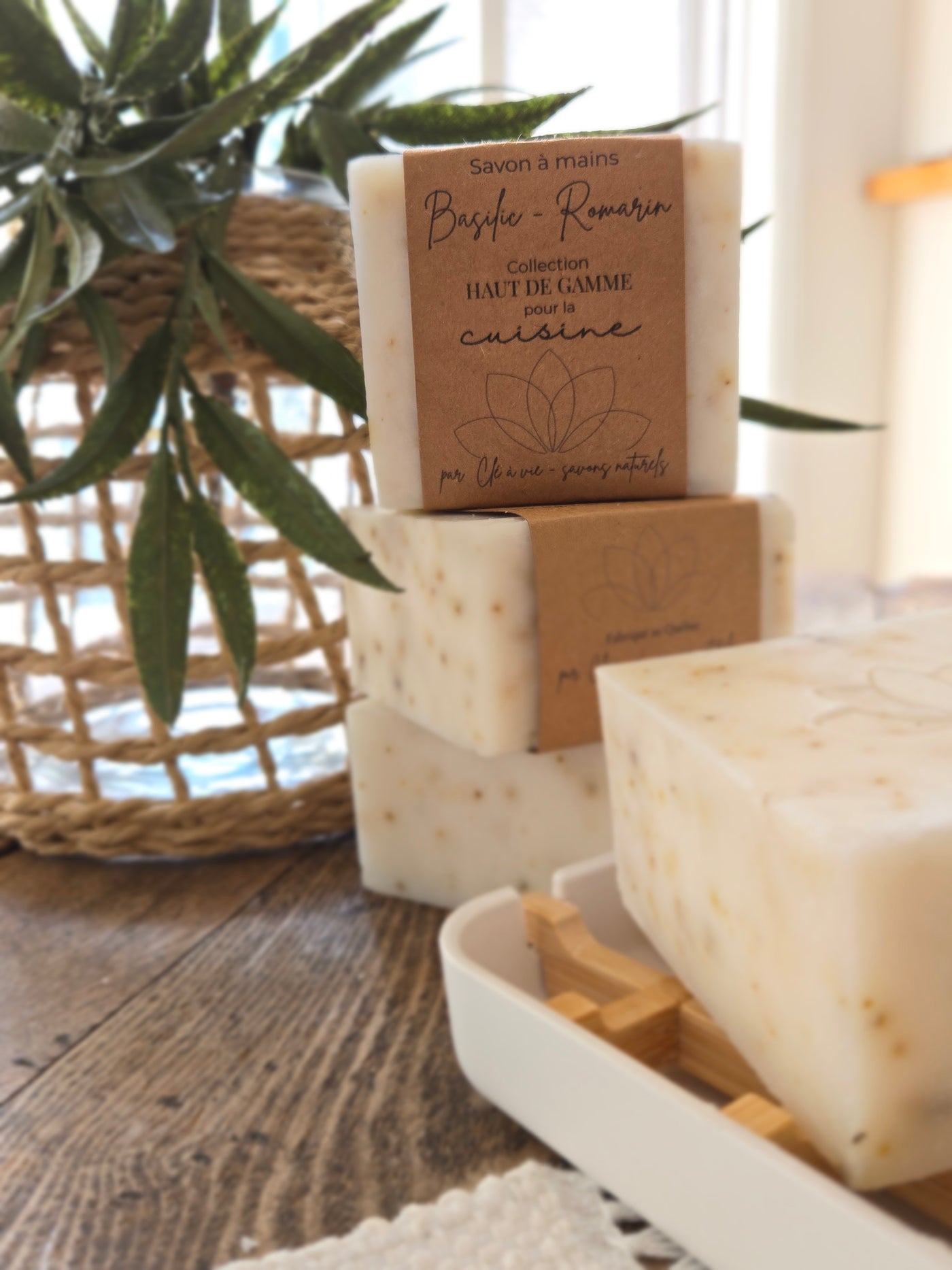 Savon à mains, Basilic - Romarin, collection haut de gamme pour la cuisine