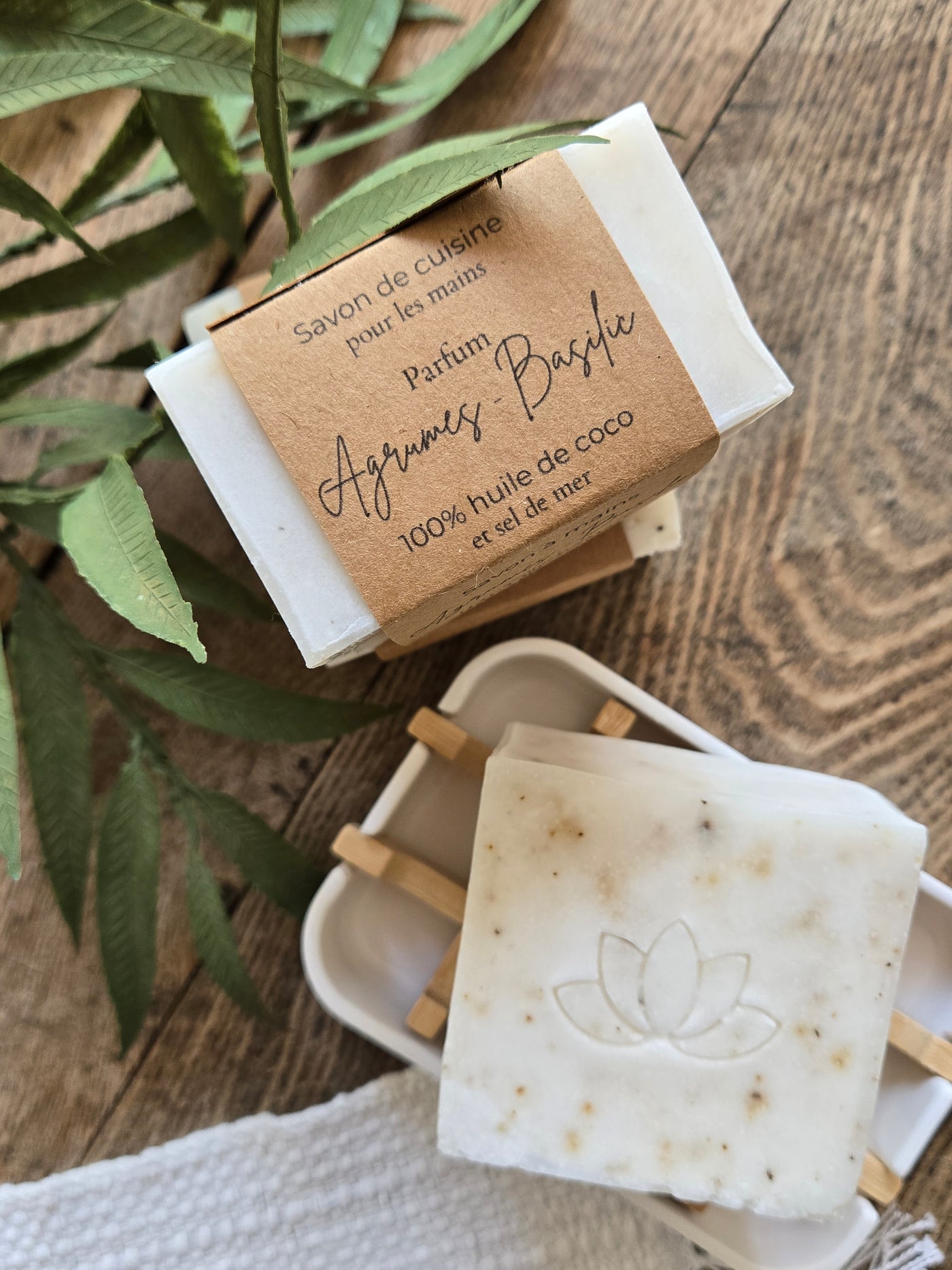 Savon à mains, Agrumes - Basilic, collection haut de gamme pour la cuisine 180g.
