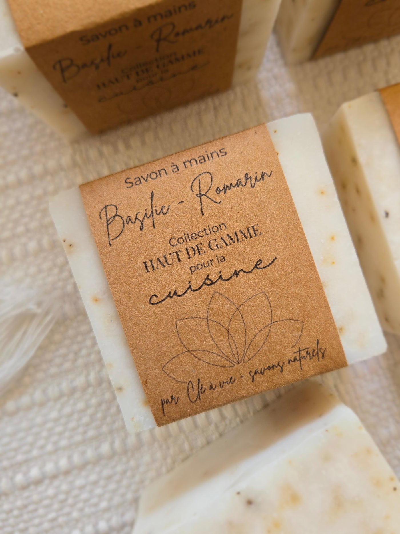 Savon à mains, Basilic - Romarin, collection haut de gamme pour la cuisine